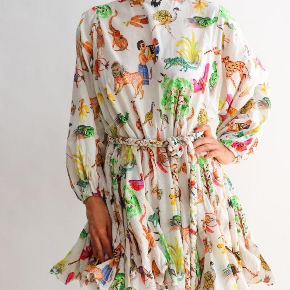 Rhode white dress with multicolored